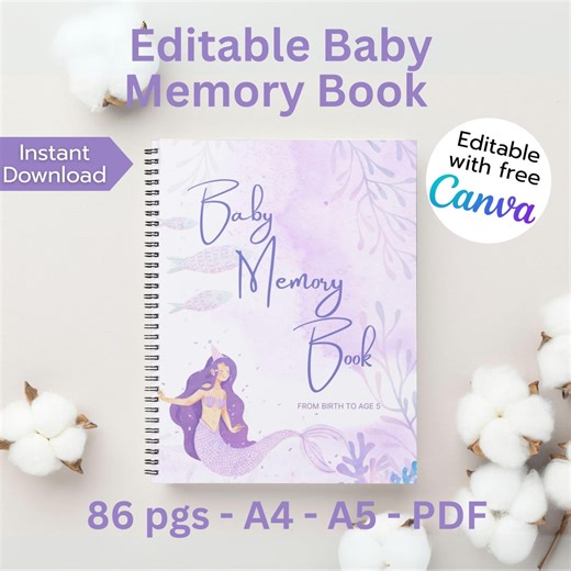 Editable Baby Memory Book Canva Template | Pastel Keepsake (digital Download) - Etsy