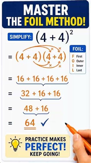 (4+4)² = ? (Solved Visually!) Easy Square Trick #maths #edits #shorts