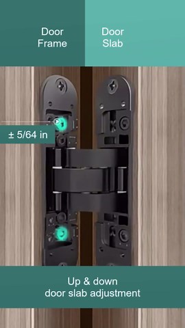Chrome Invisible Door Hinge 180 Degree Swing, Heavy Duty (135lb) Hidden Door Hinge, Three-Way Adjustable, Interior Door Concealed Hinge - Villar Home Designs