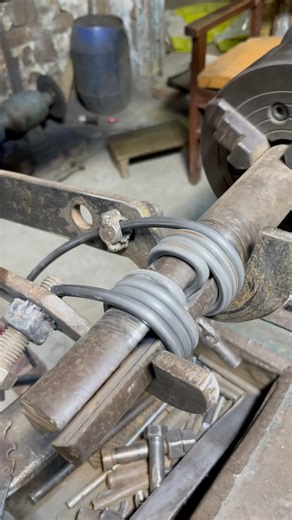 Double Spring with Center Bend | Simple Spring Making on Lathe Machine | Iron Wire #shorts
