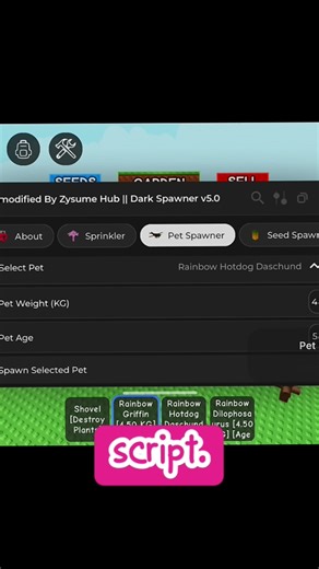Pet Spawner Script Grow A Garden Working Rayfield #roblox #robloxgame#growagarden#gag#growagarden