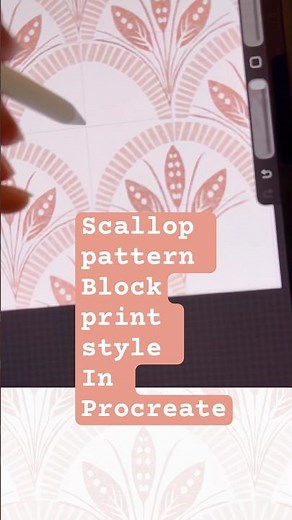A scallop block print pattern into a finished repeat in Procreate