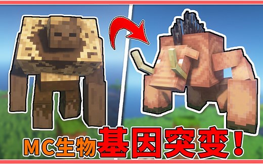 MC生物基因突变？疣猪怪体型暴涨，潜影贝变身直升机！【我的世界】