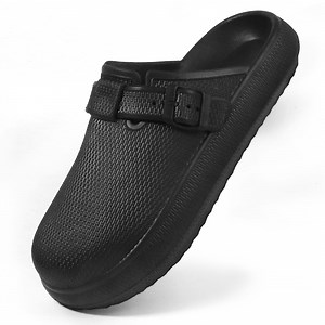 Women’s Slip-On Work Clogs, Lightweight Non-Slip Shoes, Black
