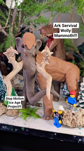 Jurassic World Rebirth Stop Motion - Wolly Mammoth Clay Ice Age Ark Survival #shorts