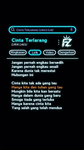cinta terlarang #liriklagu