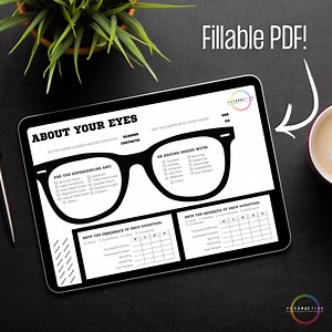 Fillable PDF Version of Condensed Modern Intake Form for Optometrists - Etsy
