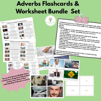 Adverbs Flashcard and Worksheet BUNDLE Set (ABLLS-R aligned G41)