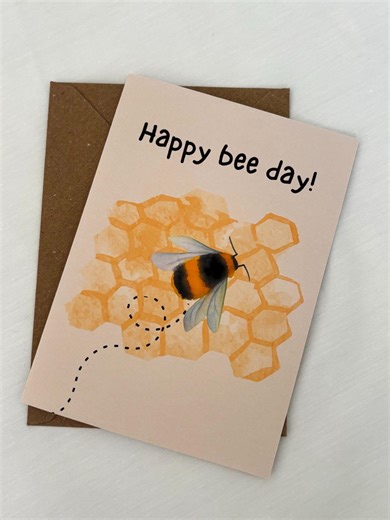 Happy Bee Day printable greeting card | Cute Bee Card | Instant Download | Watercolour Illustration