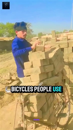 A bicycle used to lift bricks.