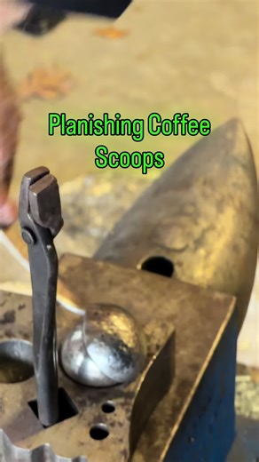 Planishing coffee scoops to post up on the website for sale tonight. SaintMichaelsForge.com #diy #metalwork #forge