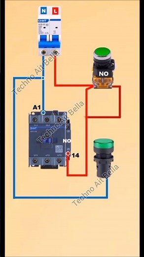 Circuit de auto maintien du contacteur | schéma simple #shorts كونتاكتور Contactor