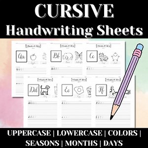 CURSIVE ALPHABET | A-Z Handwriting Practice Sheets | ENGAGING COLORING ACTIVITY