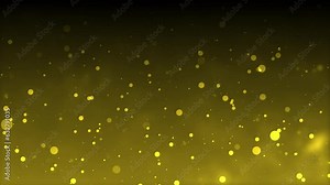 Gold Particles Background. Particle from below. Particle gold dust flickering on black background. Abstract Footage background for text.