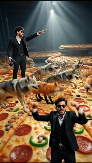Epic Wolf vs Fox Battle on a Giant Pizza Field at Night 🐺⚔️🦊🍕#WolfVsFox#AIVlog