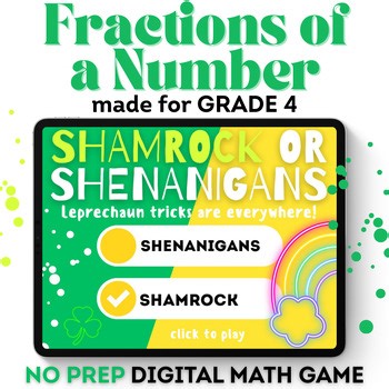 St Patricks Day Fractions Activity Crack the Code Math Challenge Shamrock