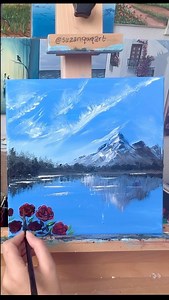 45K views · 1.6K reactions | Tranquil Mountain Landscape with Red Roses acrylic painting tutorial. #landscapepainting #snowymountain #acrylicart #rosepainting #floralart #seascapeart #natureinspiredart #artwork | Suzanqwqart | Facebook