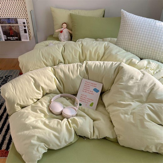 Light Green Duvet Cover and Pillowcase Set, Soft Solid Color Bedding Set - Etsy