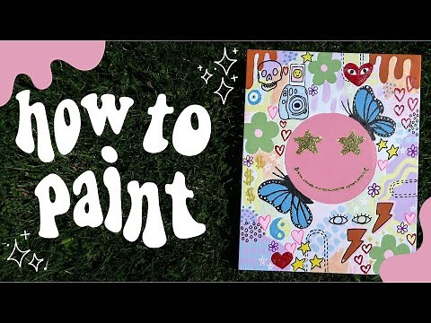 Paint with Me - EASY Painting Ideas to try when you're Bored! (Preppy Aesthetic Collage)
