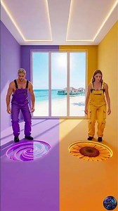 THIS DOUBLE FLOOR IS SO IMPRESSIVE 😱💜💛 Amethyst & Sunflower Epoxy Luxury Floor 💛💜#epoxy #epoxyfloor