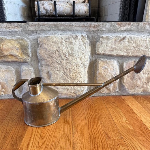 Vintage Brass Watering Can, Long Reach/removable Sprinkler, Indoor/outdoor - Etsy