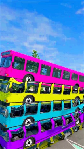 Super Mixed Rainbow Colour Cars & Buses Fall Crash BeamNG.Drive #beamng #beamngdrive #beamngshortsp