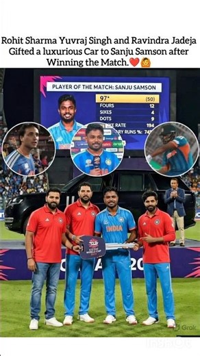 Rohit Sharma Yuvraj Singh and Ravindra Jadeja Gifted a luxurious Car to Sanju Samson #rohitsharma 🙏🙏