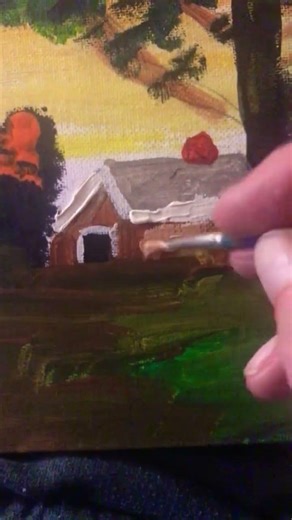 acrylic painting 🖌inside👇. cabin woods 👍subscribe