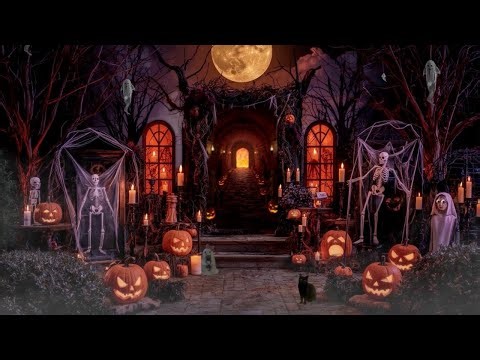 🎃Spooky Haunted Halloween Night 👻 No Music or Ads | 12 hour Brown Noise, Fire/Wind/Reading Ambience