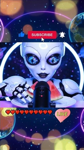 ASMR Alien exótica ROBOT comiendo SANDIA 🍉🍉 #mrcheeseia #asmr #beatiful #fruta