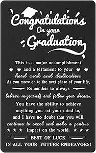 BAZLJY Graduation Cards - Metal Engraved Graduation Gifts for 2025 Grads in High School - College - or Grad School