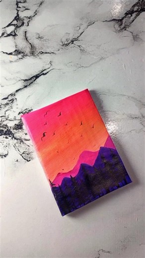 easy acrylic painting 🎨🌲🌲 #youtubeshorts #easypainting #mountains #paintingideas #art #shortfeed