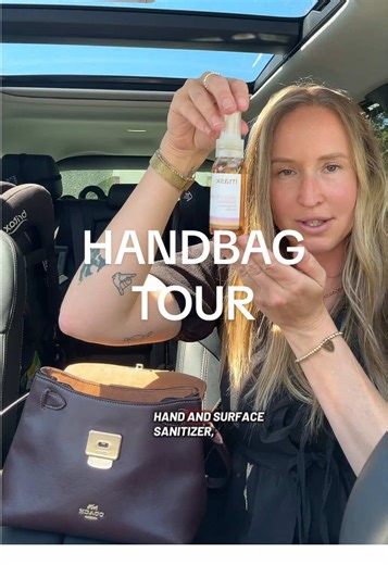I absolutely love watching handbag tours! Tag me in yours so I can snoop 🕵️‍♀️ Head over to @Mask and grab this perfect sized hand and surface sanitizer 🩷 It’s a must have for all handbags/baby bags! DC: LACY10 Link in bio ✨ #handbagtiktok #mask #mumstyle #mumlife #aussiemum