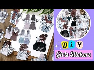 (Part-2)How to make Girls stickers for journal _ DIY journal stickers _ Journal supplies