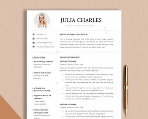 Nursing Resume Template, RN Nurse Resume, Professional Nurse Resume Photo, Physician Cv Template, Nurse Practitioner, CNA Resume Template - Etsy
