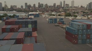 Containers for transporting goods in the port - Free Stock Video