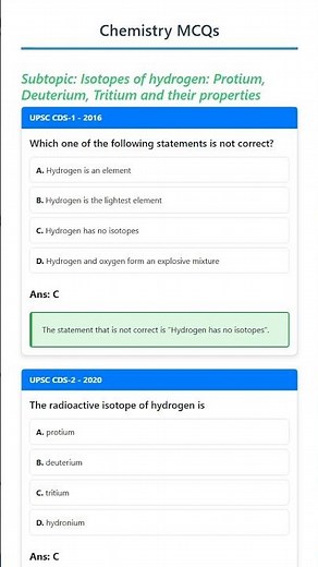 Isotopes of hydrogen: Protium, Deuterium, Tritium and their properties