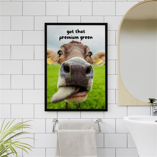 Funny Drunk Cow Art Print, Fun Animal Poster, Cute Animal Wall Art, Farmhouse Decor - Etsy