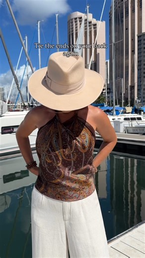 23K views · 156 reactions | Here’s how you can make a halter top from a scarf. What do you think ? #scarf #scarves #scarftop #diyfashion #fashionhacks | Blonde Beach Vibes | Facebook