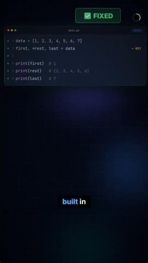 Python's starred unpacking splits lists (no slicing) ⚡