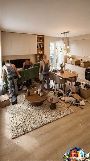 Sala Integrada Moderna: Decoração Minimalista com Madeira e Tons Neutros