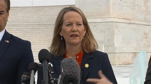 12 reactions | Arizona Attorney General Kris Mayes speaks at a press conference following Wednesday's arguments before the Supreme Court's tariff case. | Brian Allen KSFY | Facebook