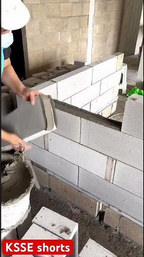 Concrete foam blocks masonry construction and bricks laying techniques; skill and career #learning