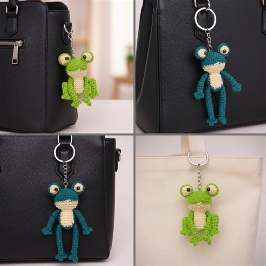 Leggy Frog Plush Keychain Crochet Pattern PDF, Crochet Frog Keyring, No Sew Bag Charm Hanging, Instant Download - Etsy
