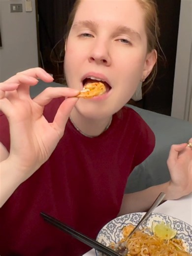 Fresh Shrimp Pad Thai Mukbang