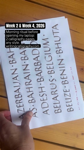 Week 4: Writing calligraphy as a morning ritual. Copperplate numbers & Roman Capitals. #calligraphy