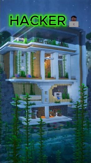 Minecraft NOOB vs PRO vs HACKER : UNDERWATER MODERN HOUSE BUILD CHALLENGE in😱