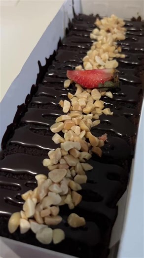 Delicious Brownies Slice with Nut Topping