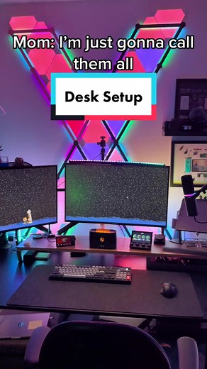 PC gaming setup. Wait until I turn on music mode for the lights #techtok #desksetup #desktour #rgblights