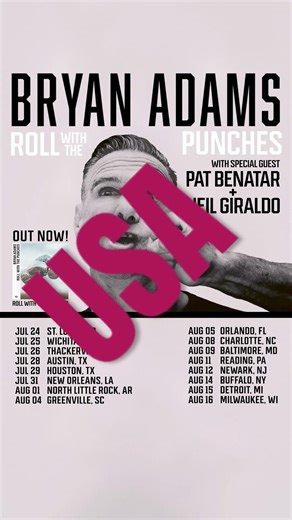 USA Tour Dates for July / August 2026. #bryanadams #usa